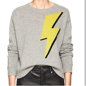 Robert Rodriguez Grey Wool Cashmere Lightning Bolt Grey Sweater M